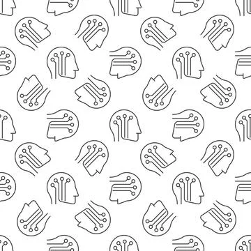 Artificial Intelligence Head vector Robot line seamless pattern イラスト素材