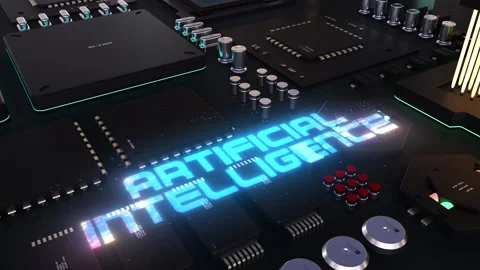 Artificial intelligence headline. next-generation chip and processor. great p Stock Footage 206997969