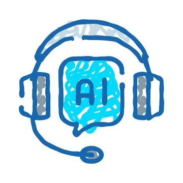 Artificial intelligence headset supporting customer service chatbot Stock Illustration
