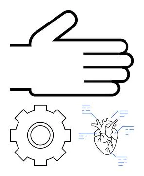 Artificial intelligence, healthcare, human-machine interaction, innovation, m 스톡 일러스트
