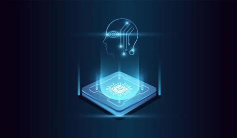 The Artificial Intelligence Heard Technology Concepts, Isometric Vector ban.. Stock Illustration