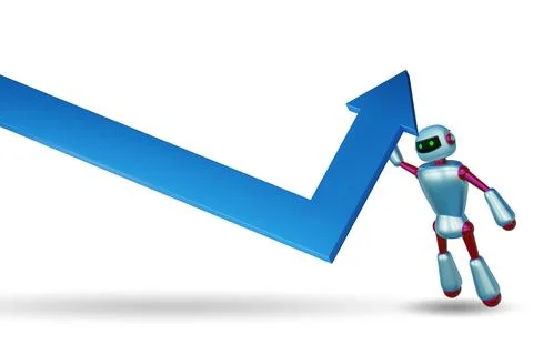 Artificial intelligence helping support economic growth - 3d rendering Stockillustratie