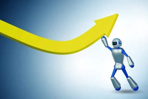 Artificial intelligence helping support economic growth - 3d rendering Stockillustratie