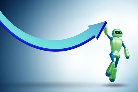 Artificial intelligence helping support economic growth - 3d rendering Stock Photos