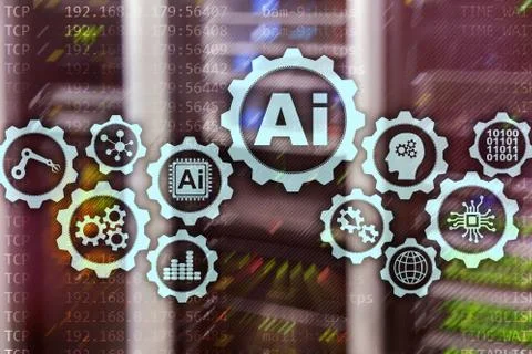 Artificial intelligence hi-tech business technologies concept. Futuristic server Stock Photos