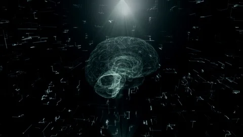 Artificial intelligence Hologram of Human Brain scan AI concept Glowing Light Stock Footage 116975803