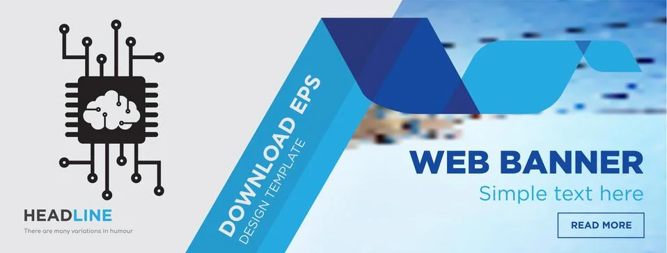 Artificial intelligence horizontal webpage banner template design with flat i Illustrazione stock gratuita