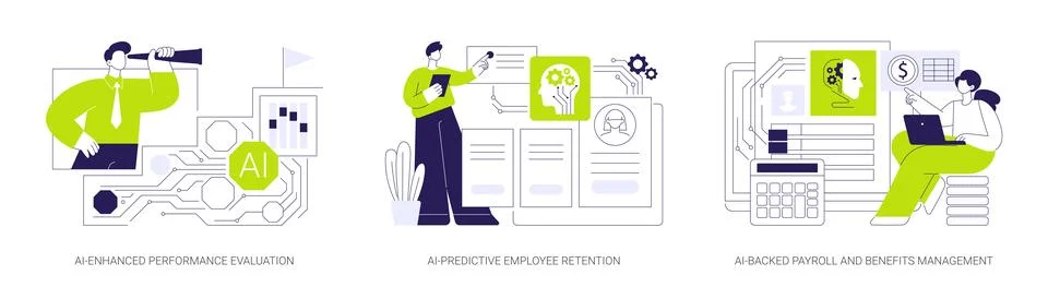 Artificial intelligence in HR abstract concept vector illustrations. Stock Illustration