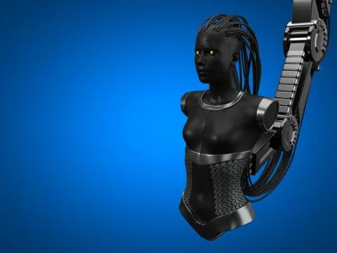 Artificial intelligence hub, dark droid version. 3d illustration Stock Illustration