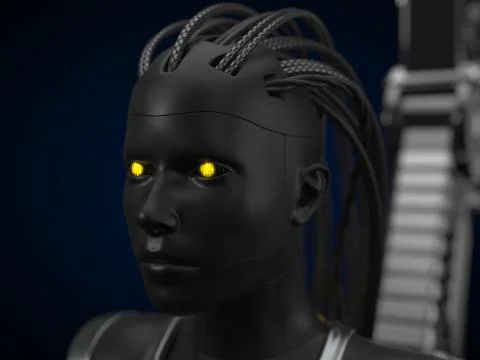 Artificial intelligence hub, dark droid version. 3d illustration Stockillustratie