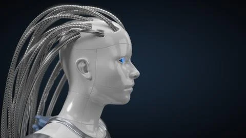 Artificial intelligence hub, white droid version. 3d illustration Stockillustratie