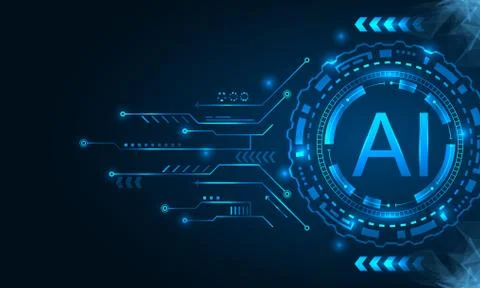 Artificial Intelligence with HUD Elements. AI and Machine Learning Concept Illustrazione stock