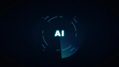 Artificial intelligence hud interface with rotating radar scan and digital .. Stock Footage 337552682
