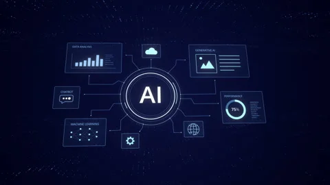 Artificial Intelligence HUD Network Animation For Tech Promos Stock-Footage 335390671