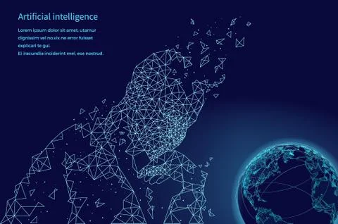 Artificial Intelligence Human and Globe Vector Stock Illustration