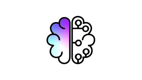 Artificial Intelligence Human Brain Icon Stock Footage 343509460