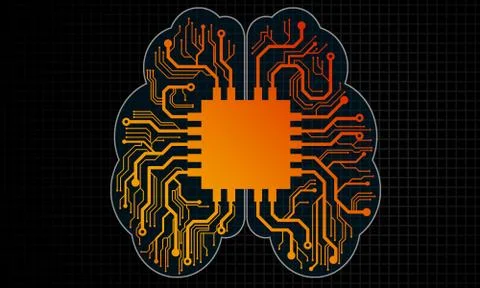 Artificial intelligence human brain processor circuit Stock Illustration