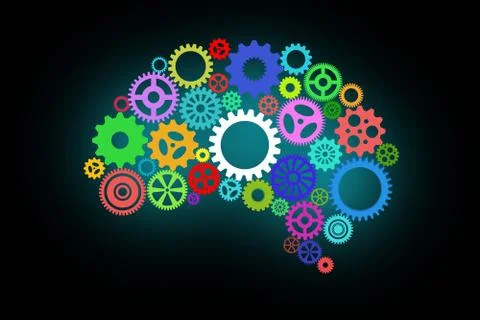 Artificial intelligence with human brain shape and gears Stock-Fotos