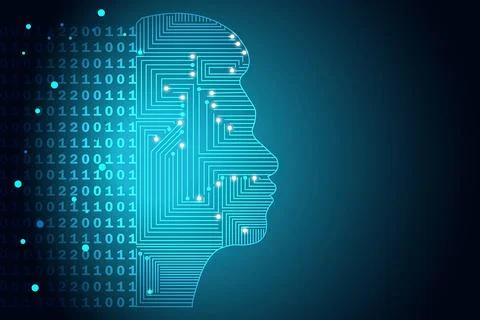 Artificial Intelligence Human Face Digital Data Technology Concept Illustration