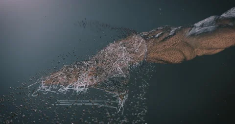 Artificial intelligence human hand morphing. Cinematic scifi digitalization Stock Footage 167506650