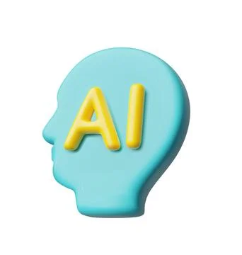 Artificial intelligence human head 3D vector icon, neural network or AI Illustrazione stock