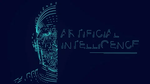 Artificial intelligence Human head cyborg future technology animation Stock Footage 241163546