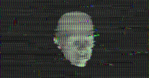 Artificial Intelligence Human Head Digital Noise Technology Animation Stock Footage 97476255