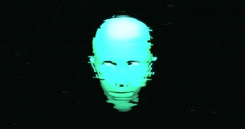 Artificial Intelligence Human Head Digital Noise Technology Animation Video stock 97506815