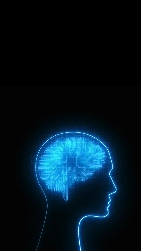 Artificial Intelligence Human Head with Digital Circuit Brain 스톡 동영상 341366375