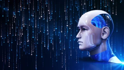 Artificial Intelligence Human Head Digital Brain Data Flow digital brain data st Stock Footage 341908247