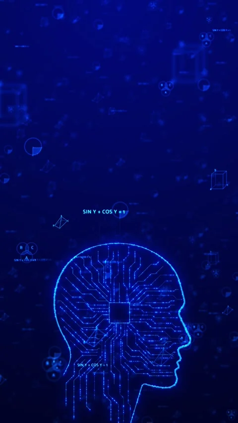 Artificial Intelligence Human Head with Neural Circuit Network 스톡 동영상 341361255