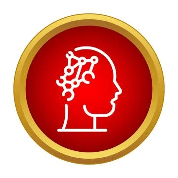 Artificial intelligence human head neural network icon 库存插图