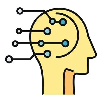 Artificial intelligence human head processing data icon Stock Illustration