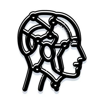 Artificial intelligence human head profile concept Illustrazione stock