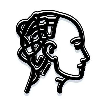 Artificial intelligence human head profile concept Illustrazione stock