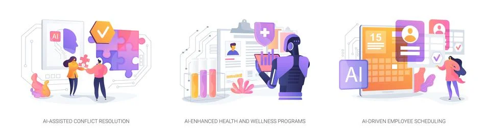 Artificial Intelligence in Human Resources abstract concept vector illustrations Stock Illustration