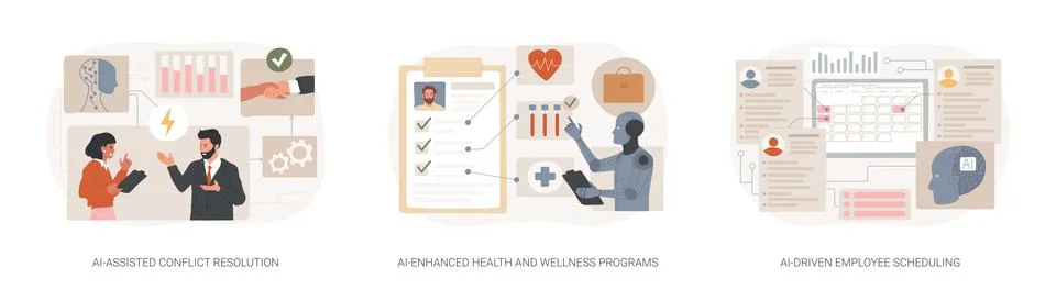 Artificial Intelligence in Human Resources abstract concept vector illustrations 스톡 일러스트