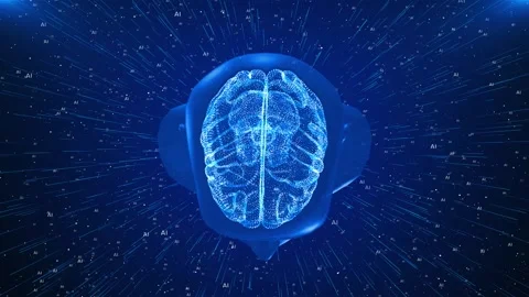 Artificial intelligence humanoid head. AI with digital brain. Big data analysis Stock Footage 259288969