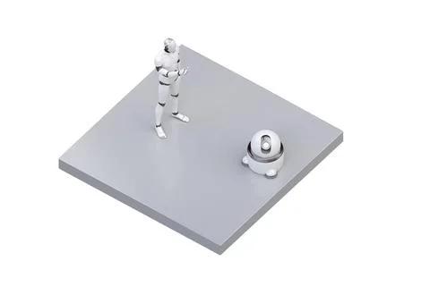 Artificial intelligence Humanoid robot Robots and Floor robot on square floor. Stock Illustration