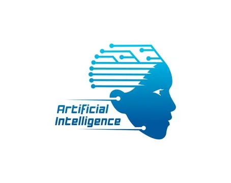 Artificial Intelligence icon AI head digital brain 스톡 일러스트