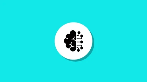 Artificial intelligence icon animation on turquoise background featuring mi.. Stock Footage 327762690