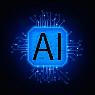 Artificial intelligence icon on a black background. Stock Illustration