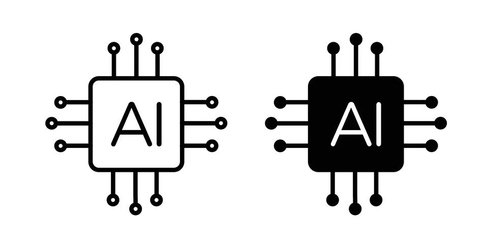 Artificial intelligence icon bundle for website design projects Stock Illustration