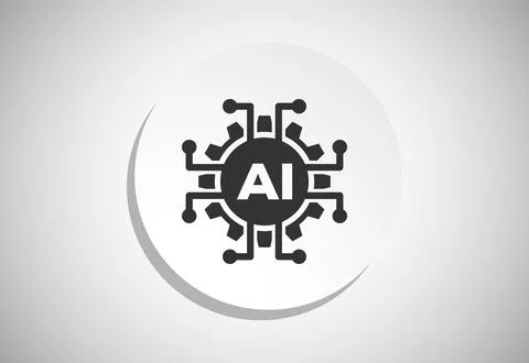 Artificial Intelligence icon button For Mobile and Web Stock Illustration