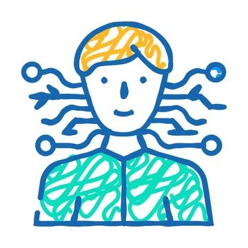 Artificial intelligence icon doodle illustration Illustration