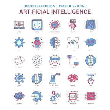 Artificial Intelligence icon Dusky Flat color - Vintage 25 Icon Pack Stockillustratie