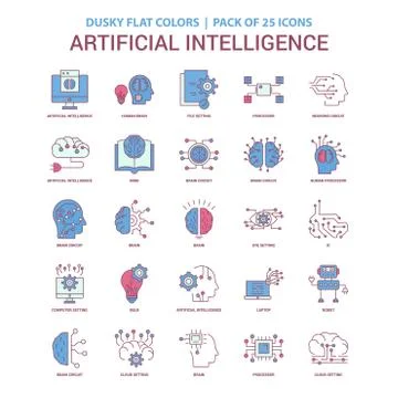 Artificial Intelligence icon Dusky Flat color - Vintage 25 Icon Pack 스톡 일러스트