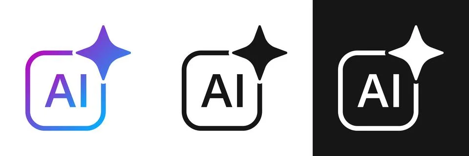 Artificial intelligence icon in flat style. AI generate vector illustration.. Illustrazione stock