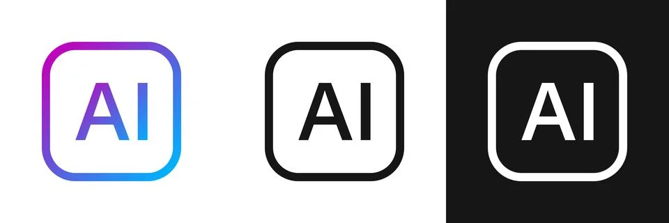 Artificial intelligence icon in flat style. AI generate vector illustration.. Illustrazione stock