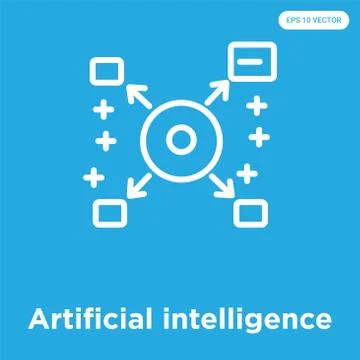 Artificial intelligence icon isolated on blue background Free Stock Illustration